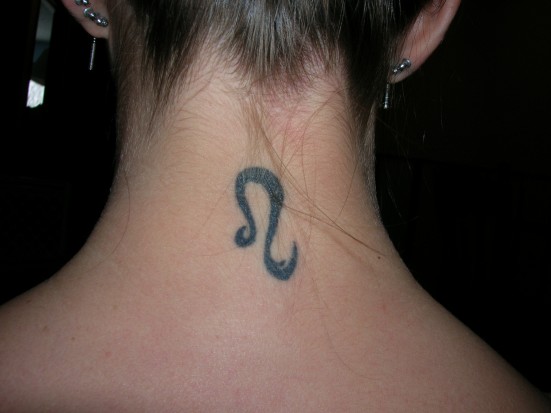 A horoscope tattoo design on back neck