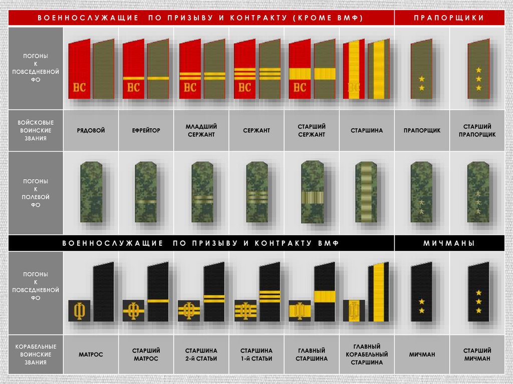 Армейские погоны и звания в картинках рф