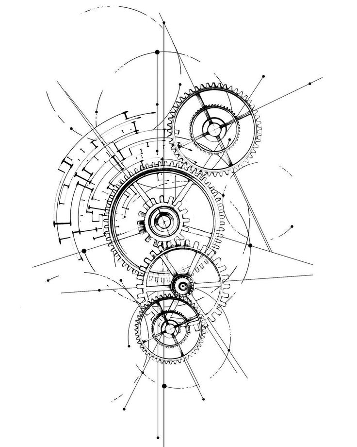 Шестеренки эскиз тату