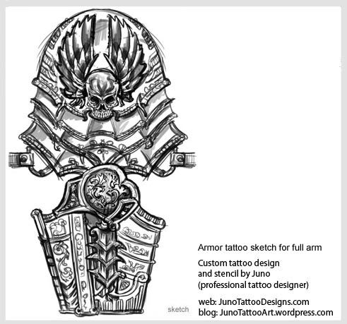 Эскизы тату для мужчин на руку доспехи
