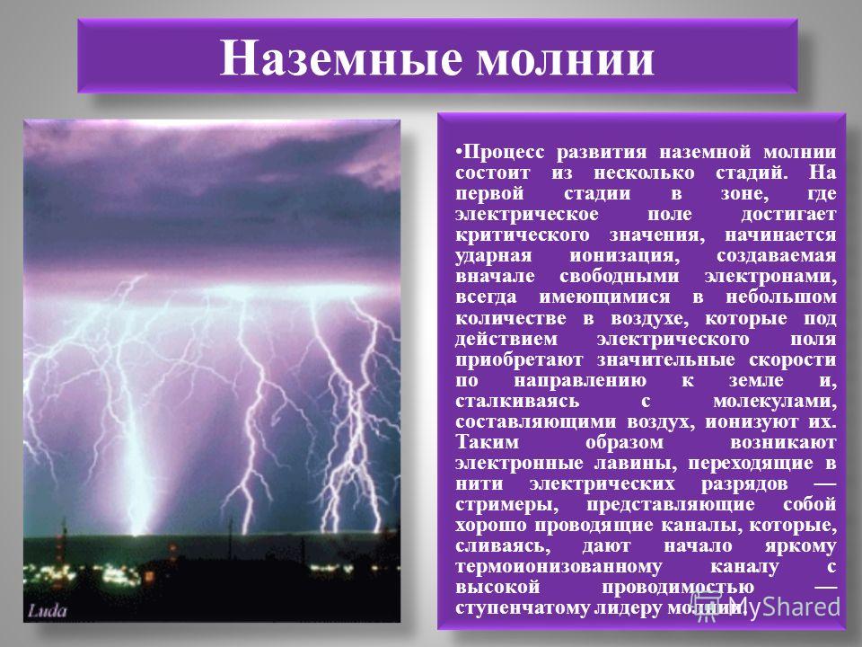 2 молнии текстом. Наземные молнии. Молния для презентации. Процесс развития наземной молнии. Презентация на тему Гром и молния.