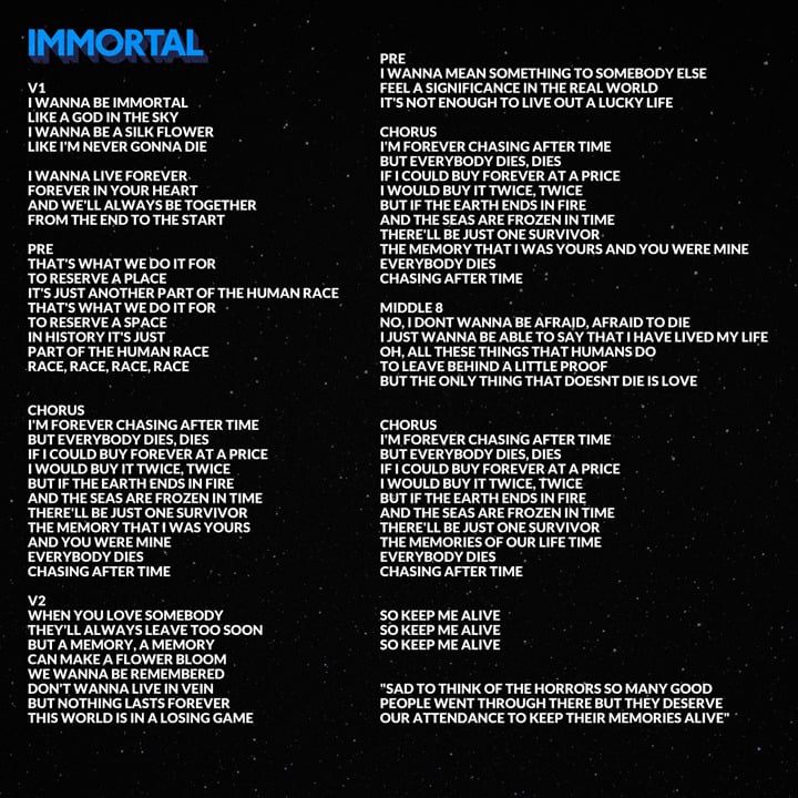 It was t me перевод. Immortal текст. Marina and the Diamonds Immortal. Текст песни Immortals. My Live for you always Forever перевод.