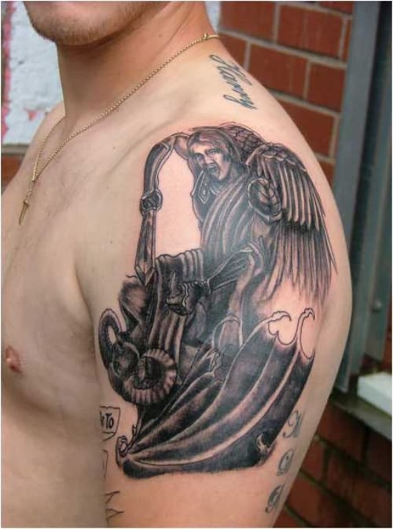 Female Angel Shoulder Tattoo Design