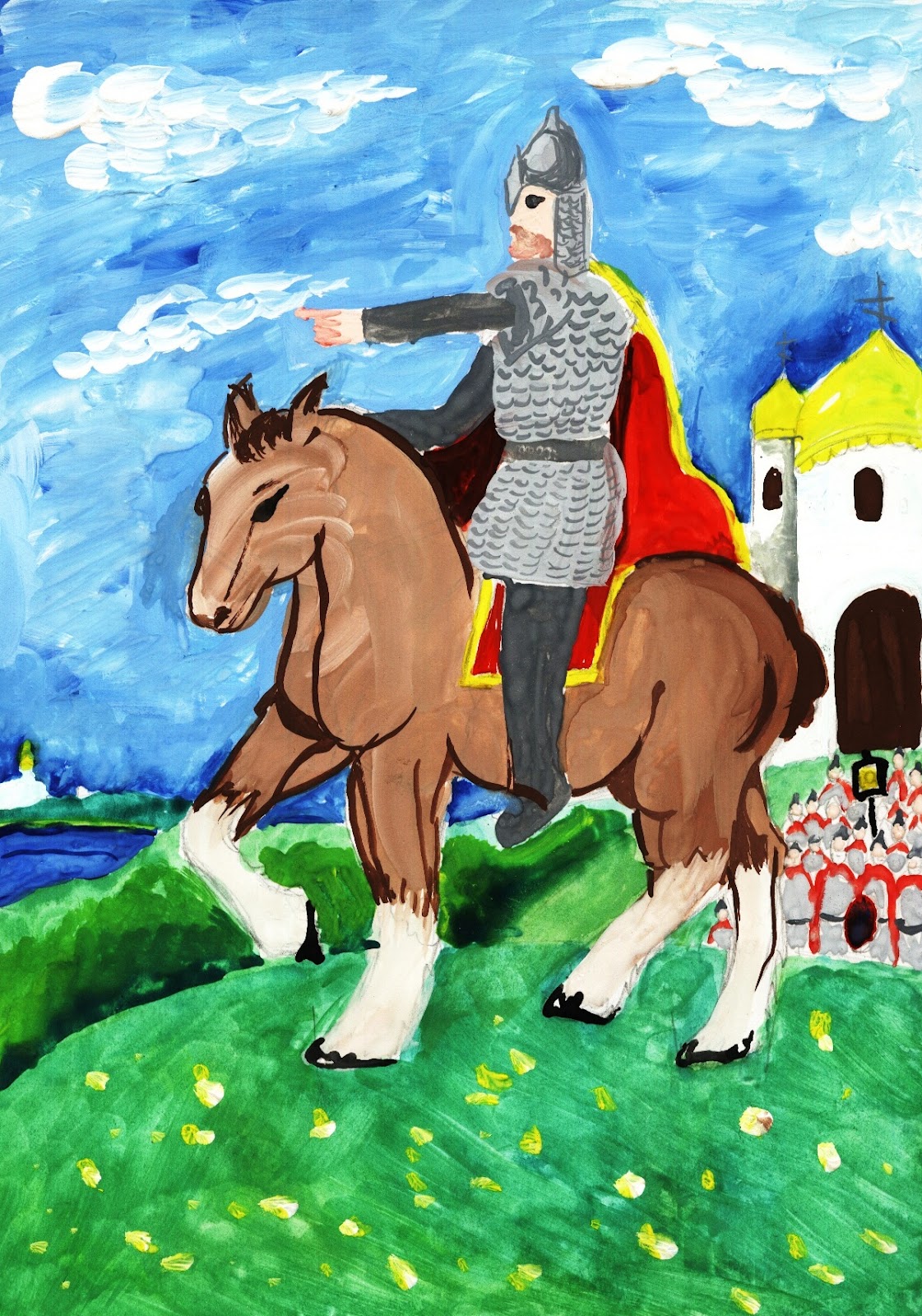 Детский рисунок русский богатырь