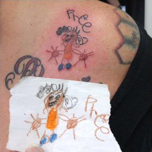 татуировки с детскими рисунками, тату детские рисунки, детские каракули тату, татуировки детские каракули