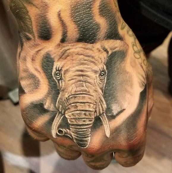 Elephant Tattoos On Hand