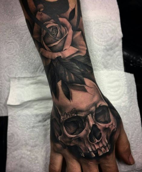 Skull Hand Tattoos For Men