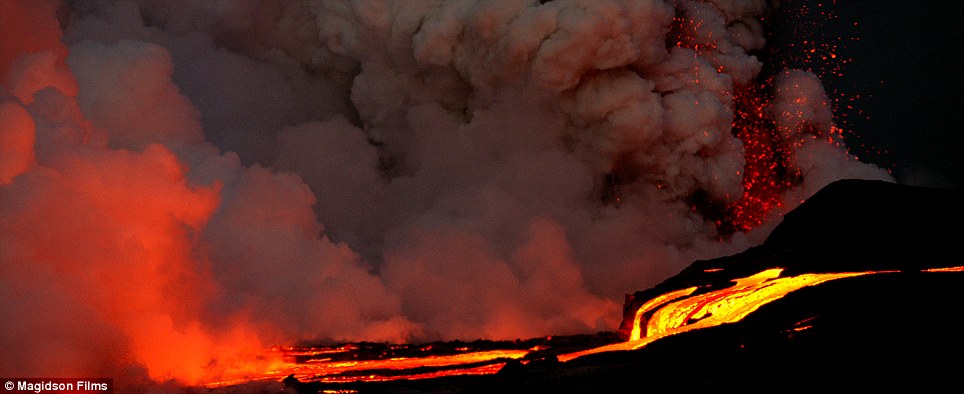 Light my fire: The film begins with a violent volcanic eruption