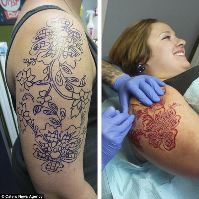 Scarification is an alternative to tattooing which sees layers of skin removed to leave behind a pattern in the shape of a customer