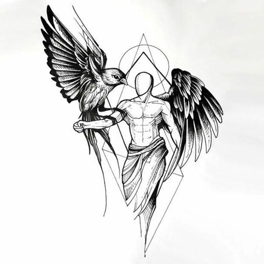 Эскиз ангела с птицей