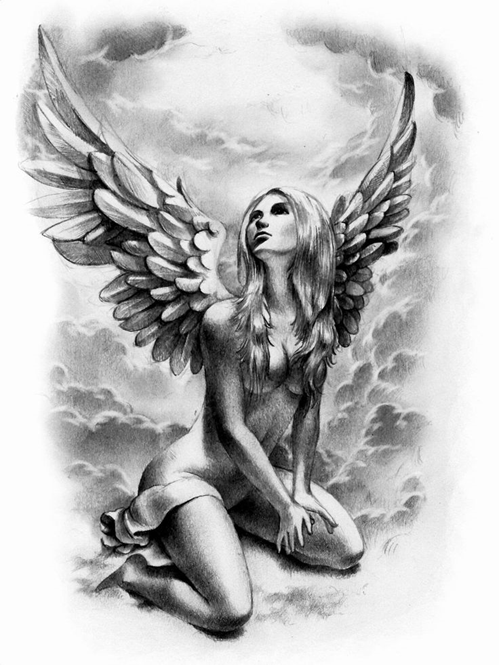 Эскиз девушка ангел
