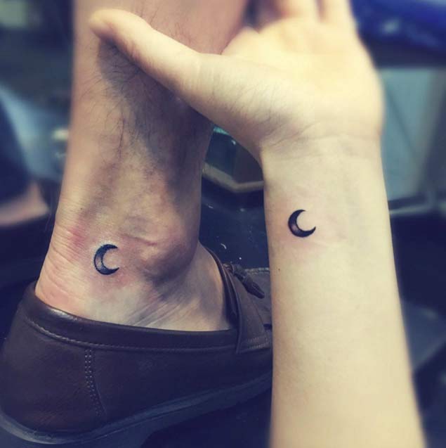 Matching Moon Couple Tattoos