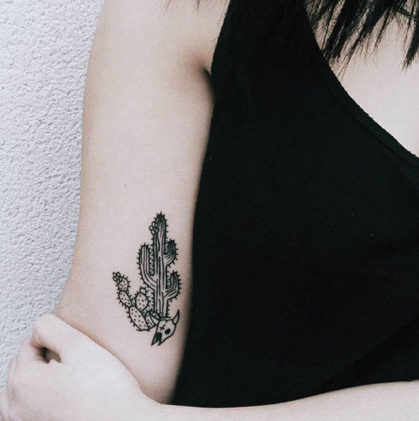 Minimalistic Cactus Tattoo by Janis