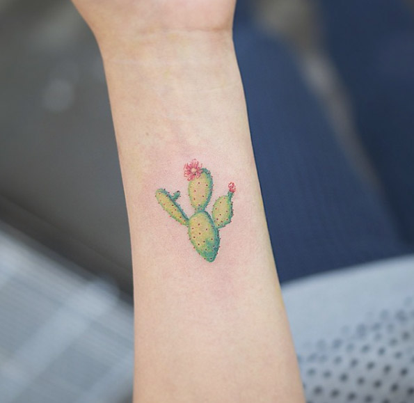 Cactus Tattoo on Forearm by Sol