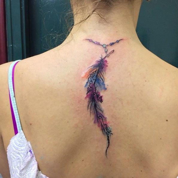 Watercolor Feather by Shadows