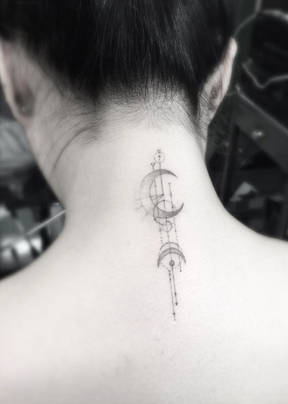 Geometric Back Neck Tat by Doctor Woo