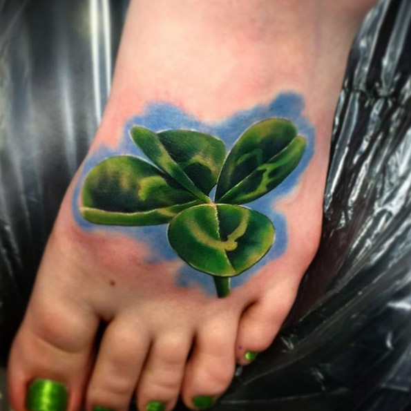 Realistic clover tattoo by Josh Herrera