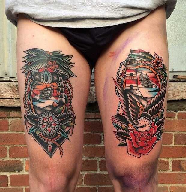 Мужские татуировки на бедрах