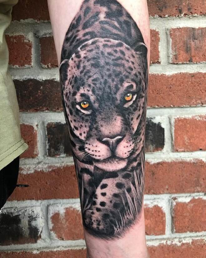 Black Grey Leopard Tattoo