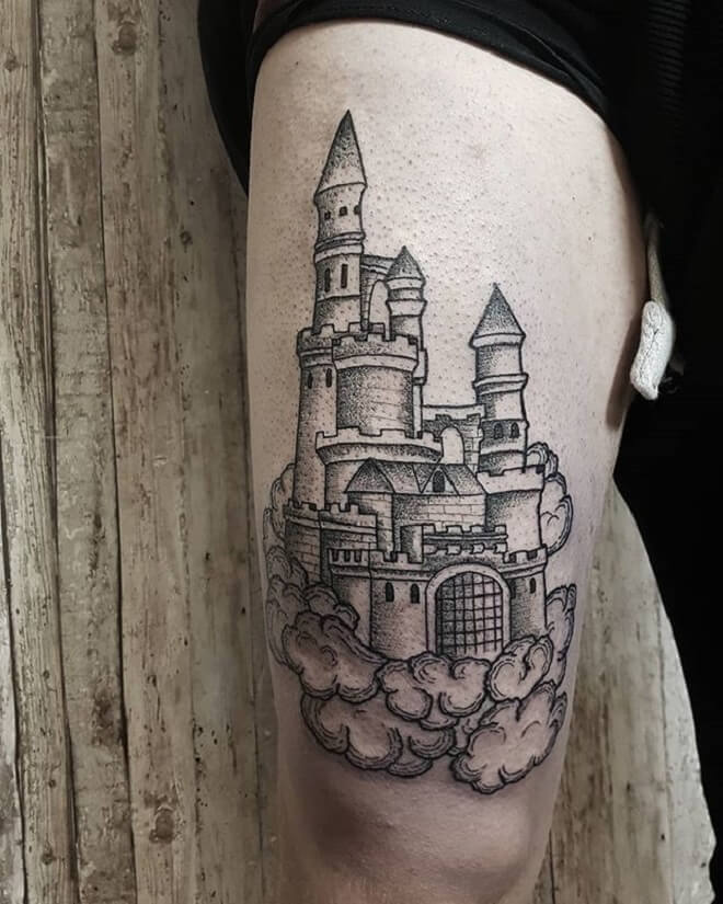 Castle Dot Work Tattoo