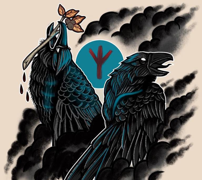 Эскиз тату ворона