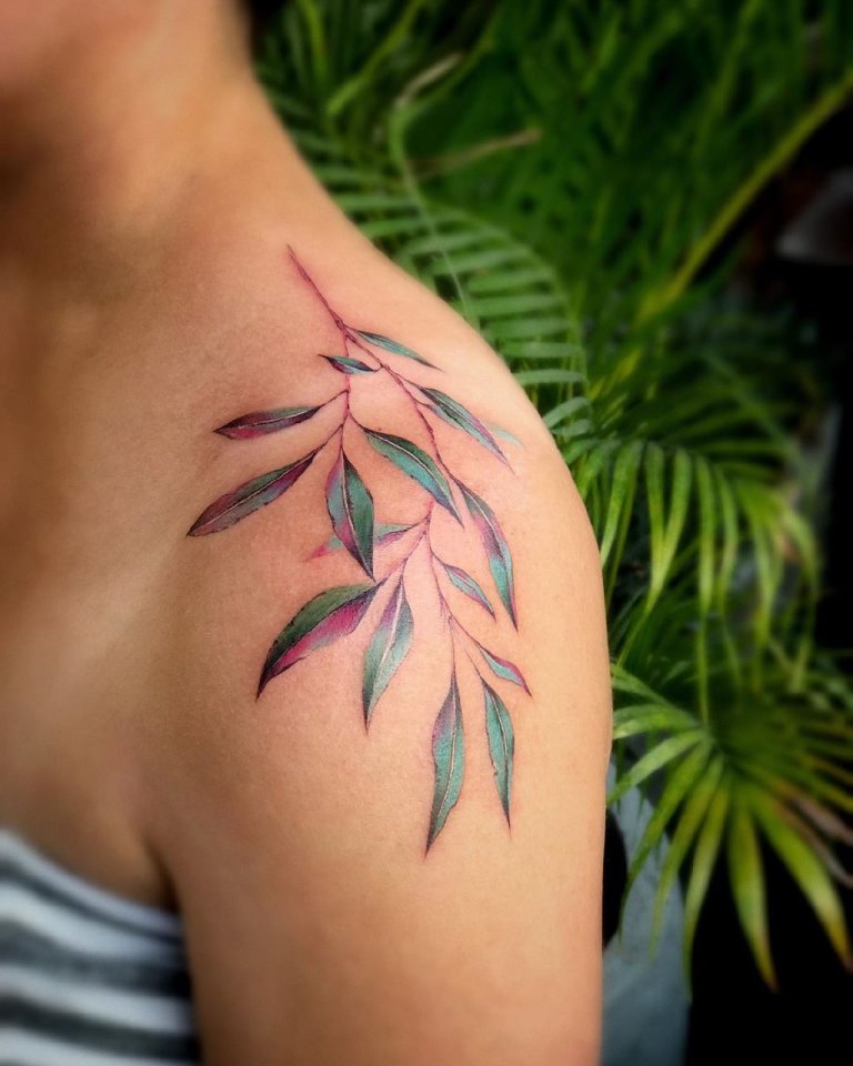 татуировка веточка оливы