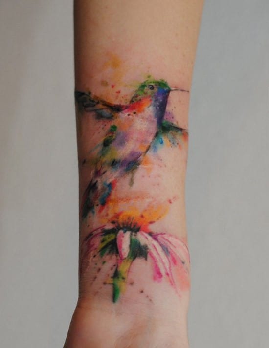 25-hummingbird-watercolor-Forearm-Tattoo