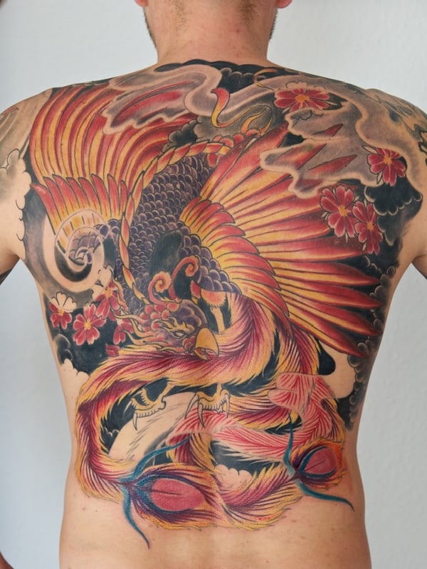 phoenix tattoos on back