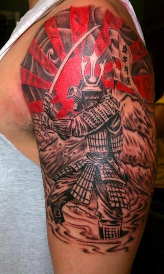 samurai with flag tattoo