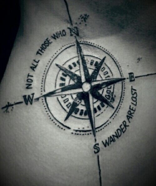 Not All Those who Wander are Lost Compass Tattoo Image