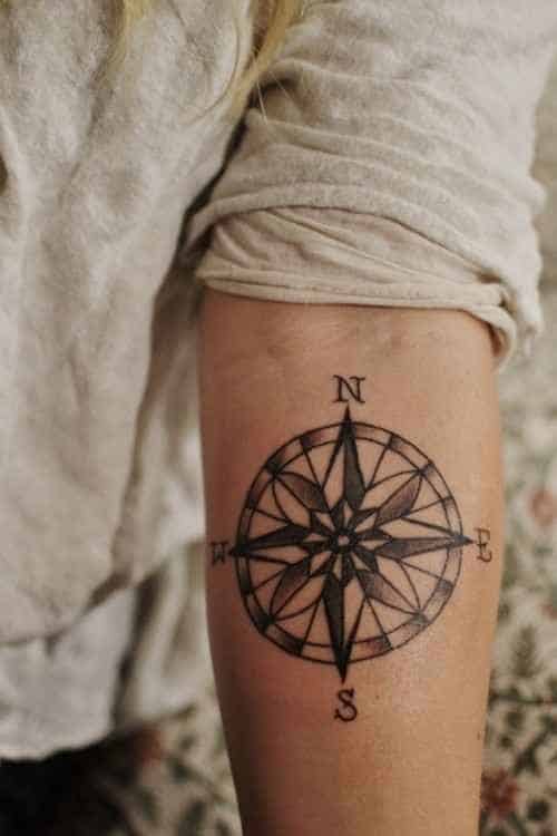 Pretty Compass Tattoo on Arm
