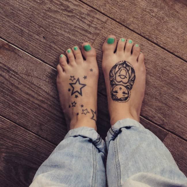 star tattoo on foot