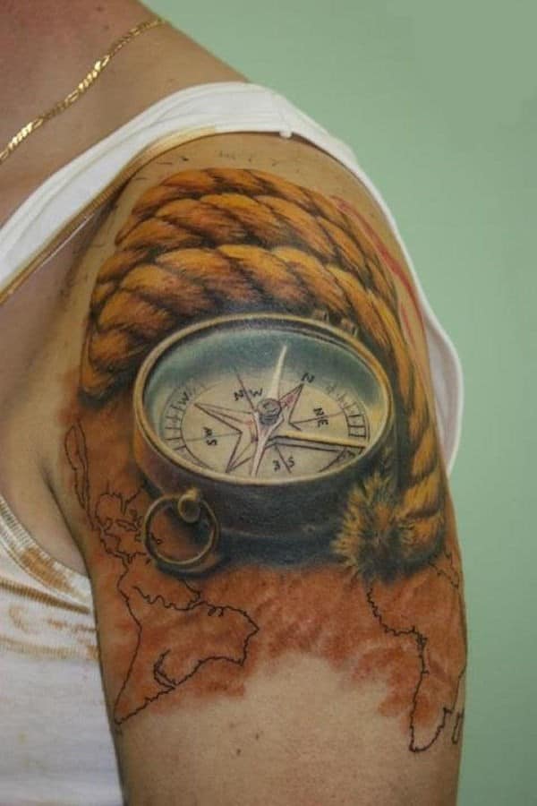3d compass tattoo