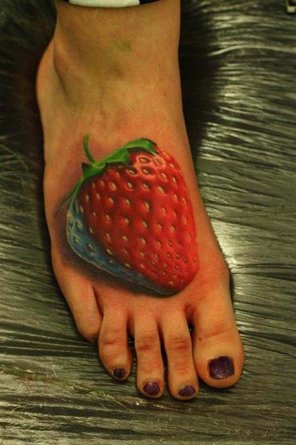 3d strawberry tattoo