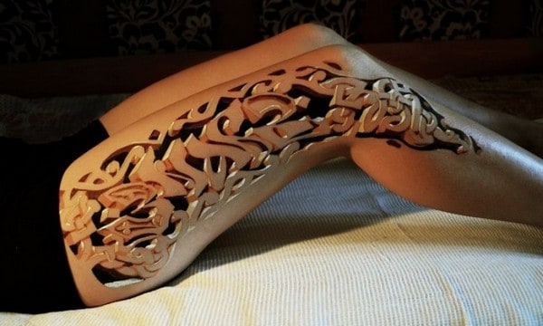 3d leg tattoo