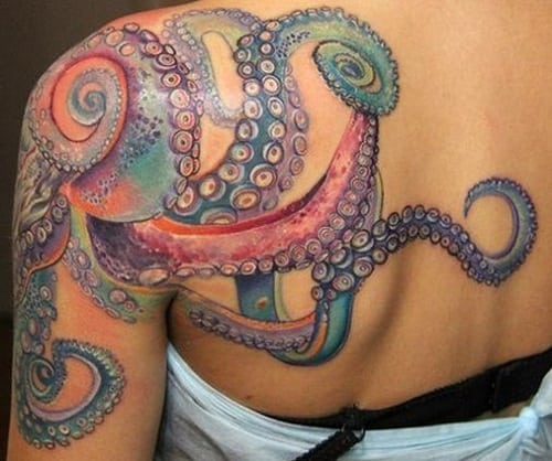 octopus on back tattoo