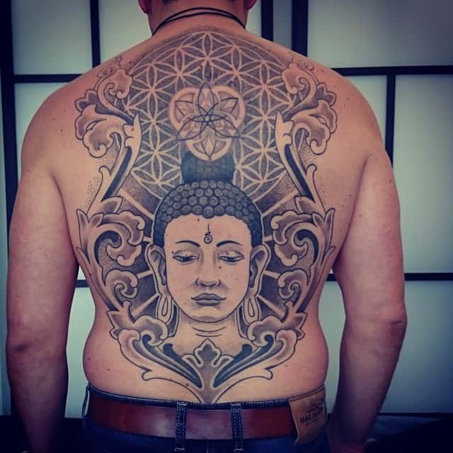 buddha tattoo on man