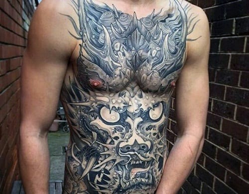 dragon tattoo on stomach