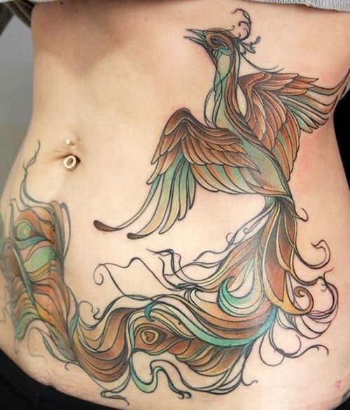 phoenix tattoo on stomach