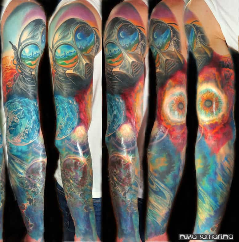 Space Sleeve Tattoo by Nika Samarina