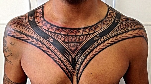 polynesian tattoo on chest