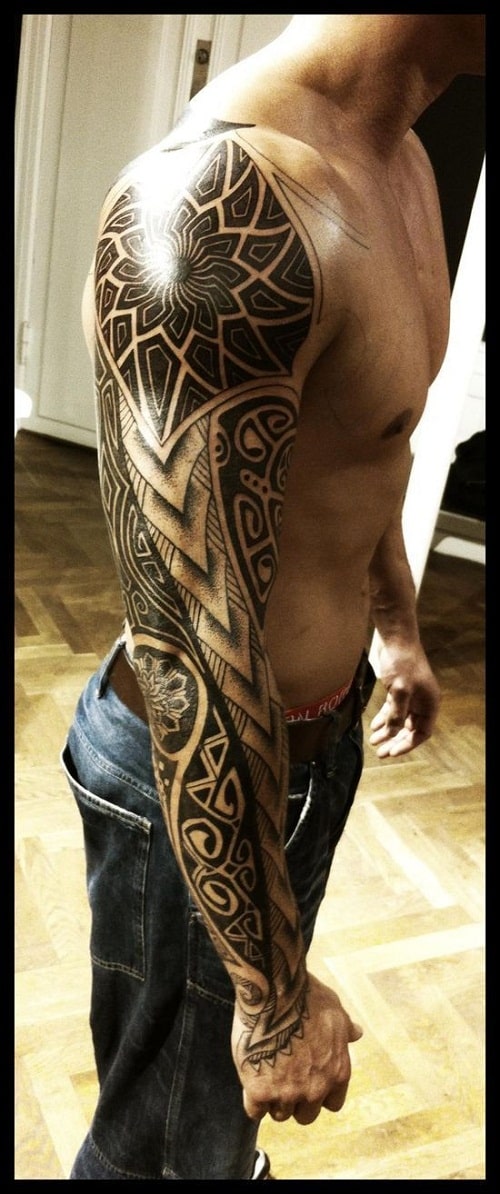 Sun Turtle And Spear Head Polynesian Tattoo