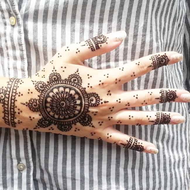 henna tattoo on hand shown