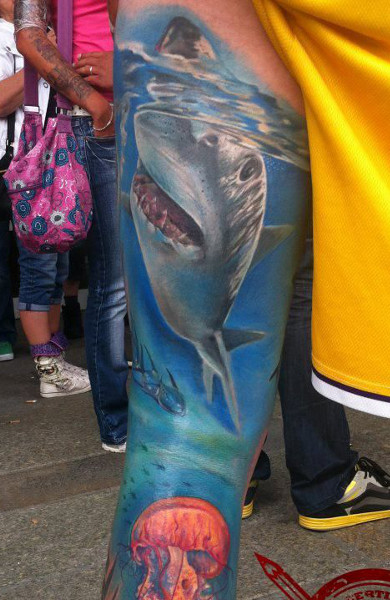 эскиз татуировка акула