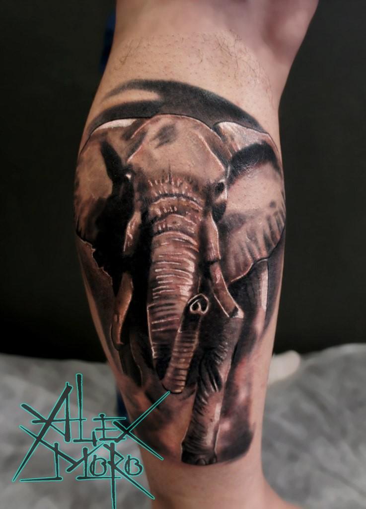 Художественная татуировка «Слон» от Александра Морозова