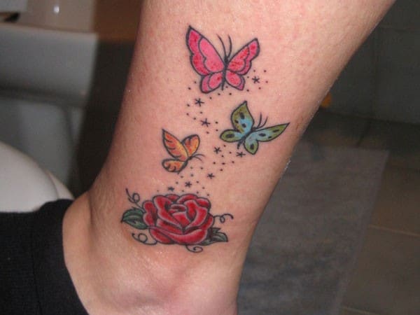 Rose Tattoo And Butterflies