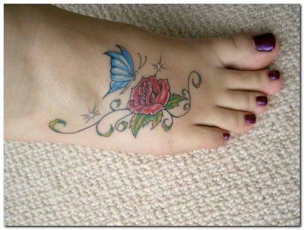 Rose Tattoo For Foot