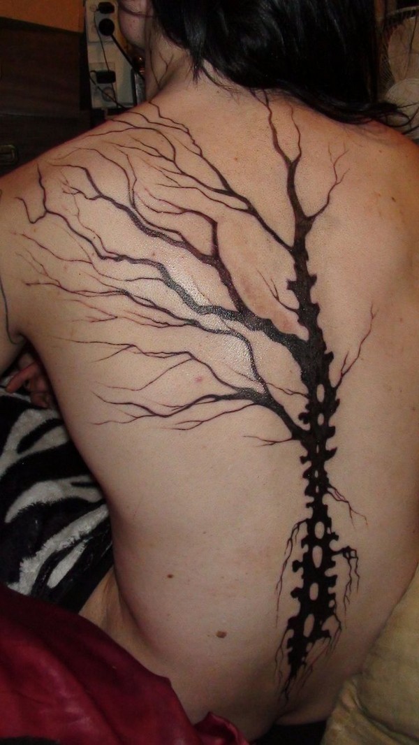 Awesome Spine Tree Tattoo