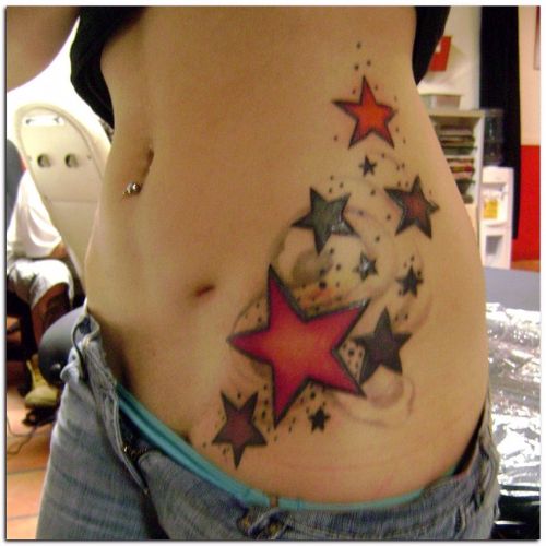 Star Tattoos Side Stomach